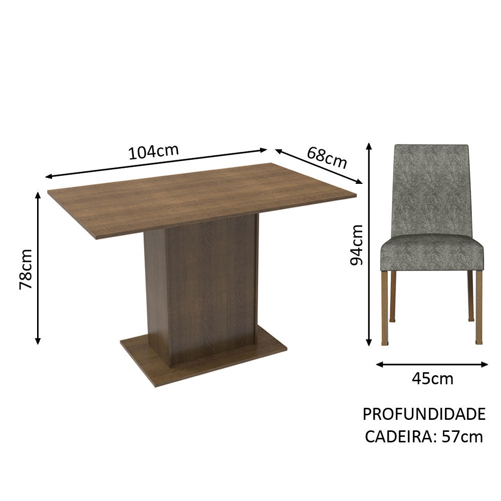 Juego de Comedor Mesa Encimera de Madera 2 Sillas Marrón/Plata Manu