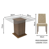 Juego de Comedor Mesa con Encimera de Vidrio 2 Sillas Marrón/Imperial Ciça