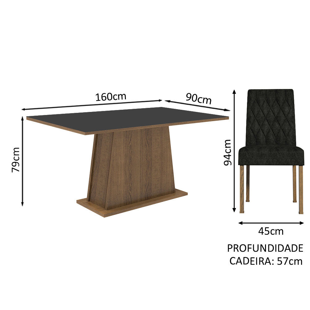 Juego de Comedor Mesa con Encimera de Madera 4 Sillas Marrón/Negro/Oxford Ashley