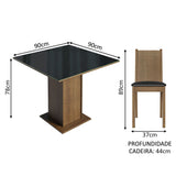 Juego de Comedor Mesa Encimera de Vidrio 4 Sillas Marrón/Negro Perla