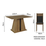 Juego de Comedor Mesa Encimera de Madera 6 Sillas Marrón/Negro Beverly