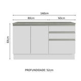 Gabinete para Baño 140cm 2 Puertas 3 Cajones Blanco