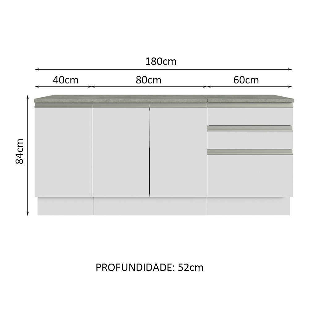 Gabinete para Baño 180cm 3 Puertas 3 Cajones Blanco