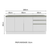 Gabinete para Baño 180cm 3 Puertas 3 Cajones Blanco