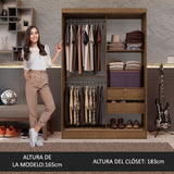 Clóset Luke 2 Puertas Correderas  Marrón con Espejo