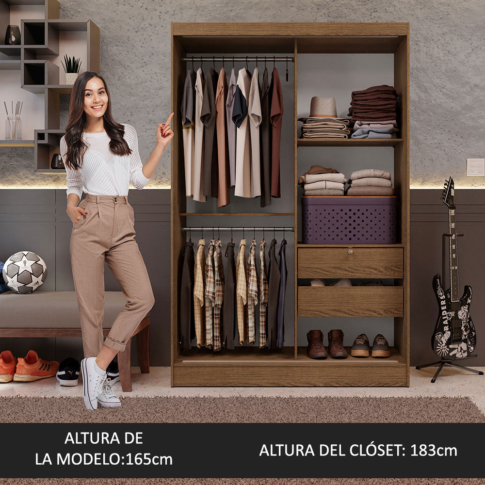 Clóset Soltero Luke 2 Puertas Corredizas Con Espejos