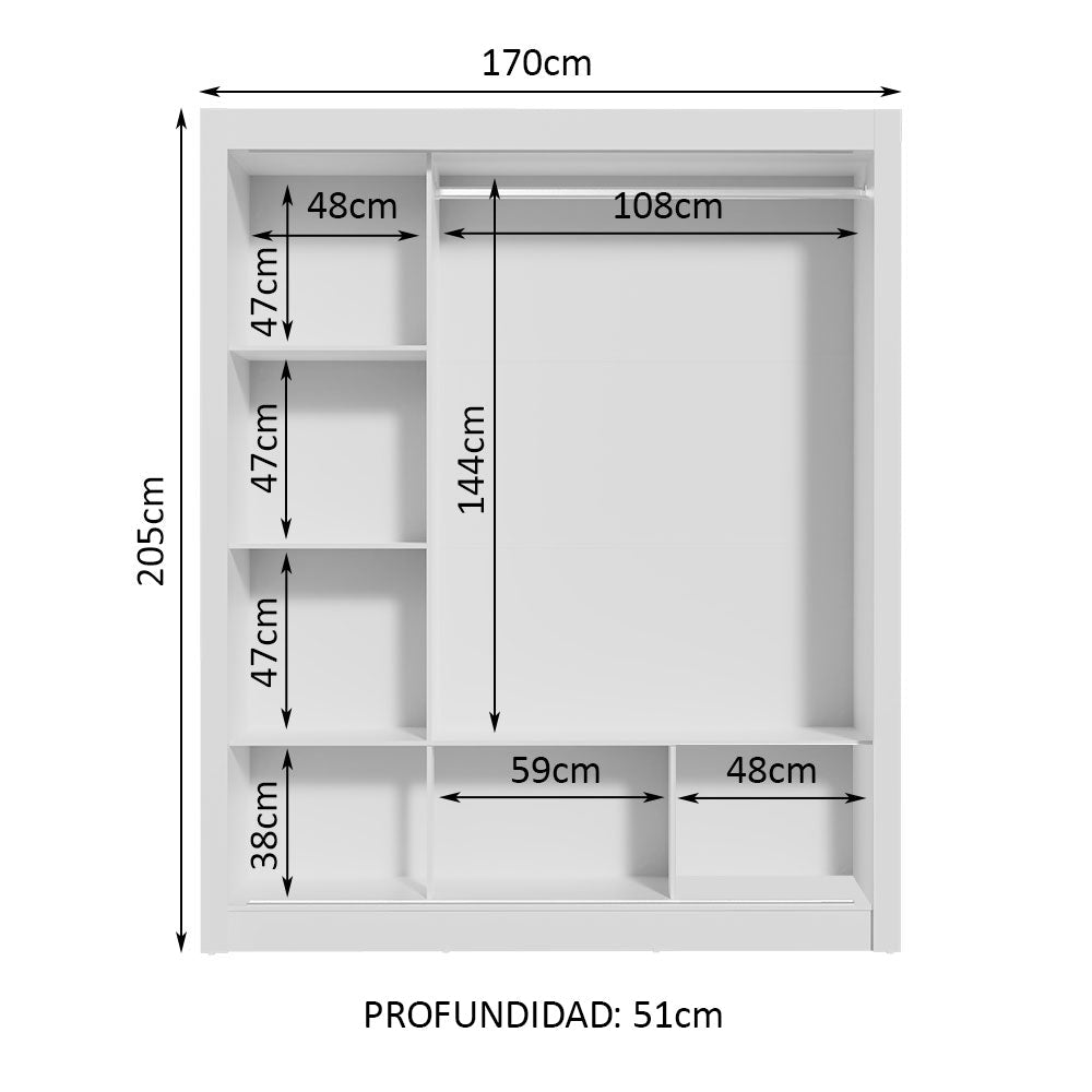 Clóset Matrimonial Monaco 3 Puertas Corredizas - Blanco