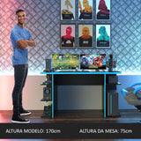 Escritorio Gamer Madesa Para PC y Consola Negro/Azul