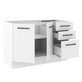 Mueble de Cocina para Lavadero 120 x 60 cm 2 Puertas y 3 Cajones (Sin Encimera) Blanco Agata