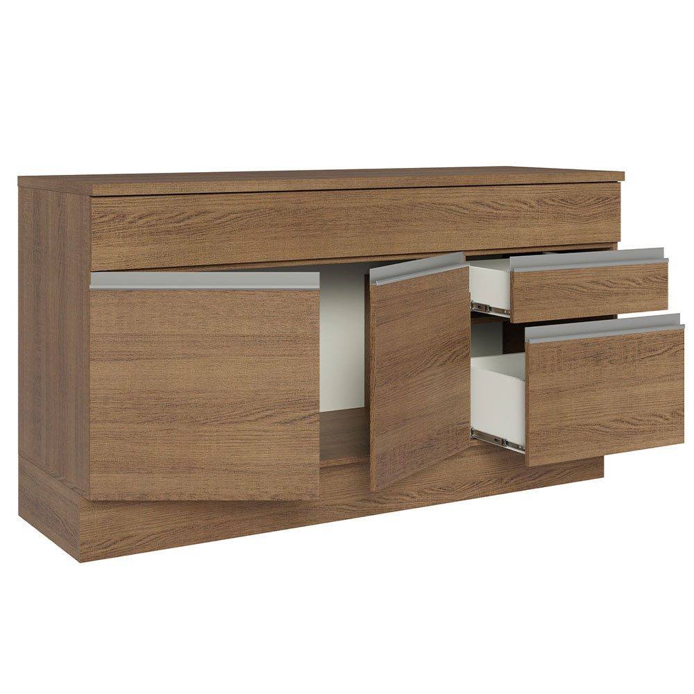 Gabinete Bajo para Lavadero 150 cm 2 Cajones 2 Puertas (Con Encimera) Glamy Marrón