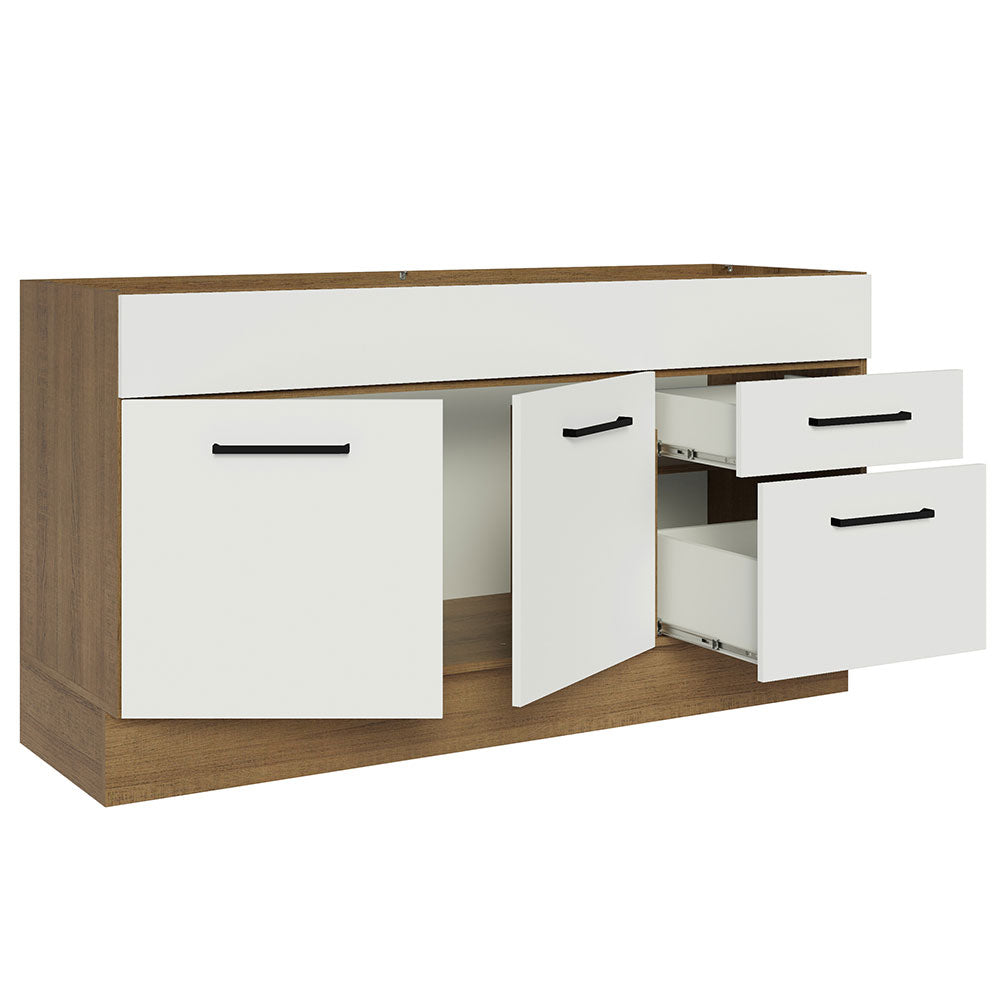 Gabinete Bajo 150cm 2 Cajones Marrón/Blanco Agata (Sin Encimera)