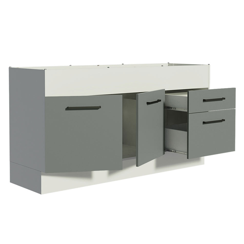 Mueble de Cocina para Tarja 150 cm 2 Puertas y 2 Cajones (Sin Encimera Ni Tarja) Blanco/Gris Agata
