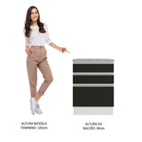 Gabinete Bajo 60 cm 3 Cajones Glamy Blanco/Negro