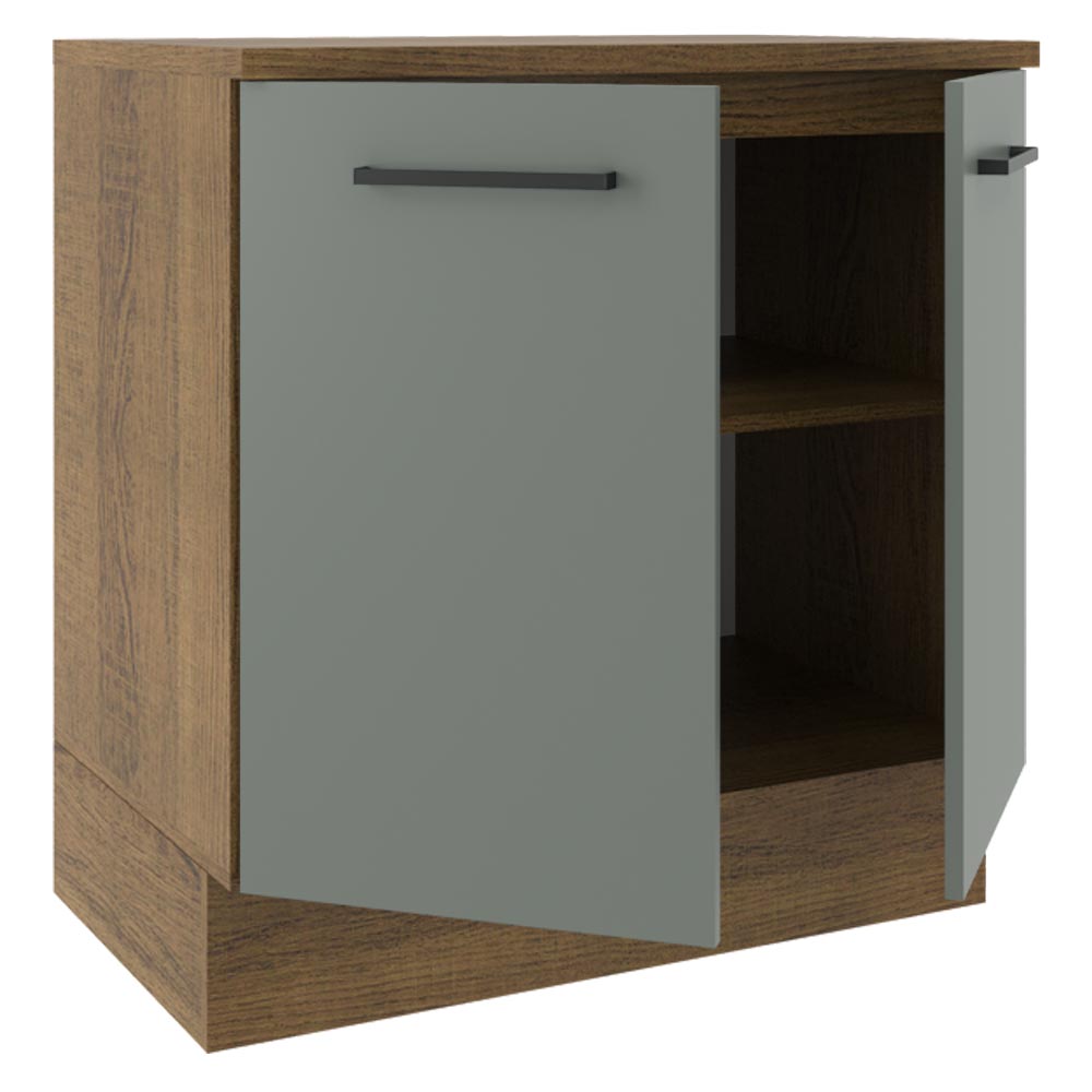 Gabinete Bajo 80cm 2 Puertas Marrón/Gris Agata