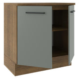 Gabinete Bajo 80cm 2 Puertas Marrón/Gris Agata