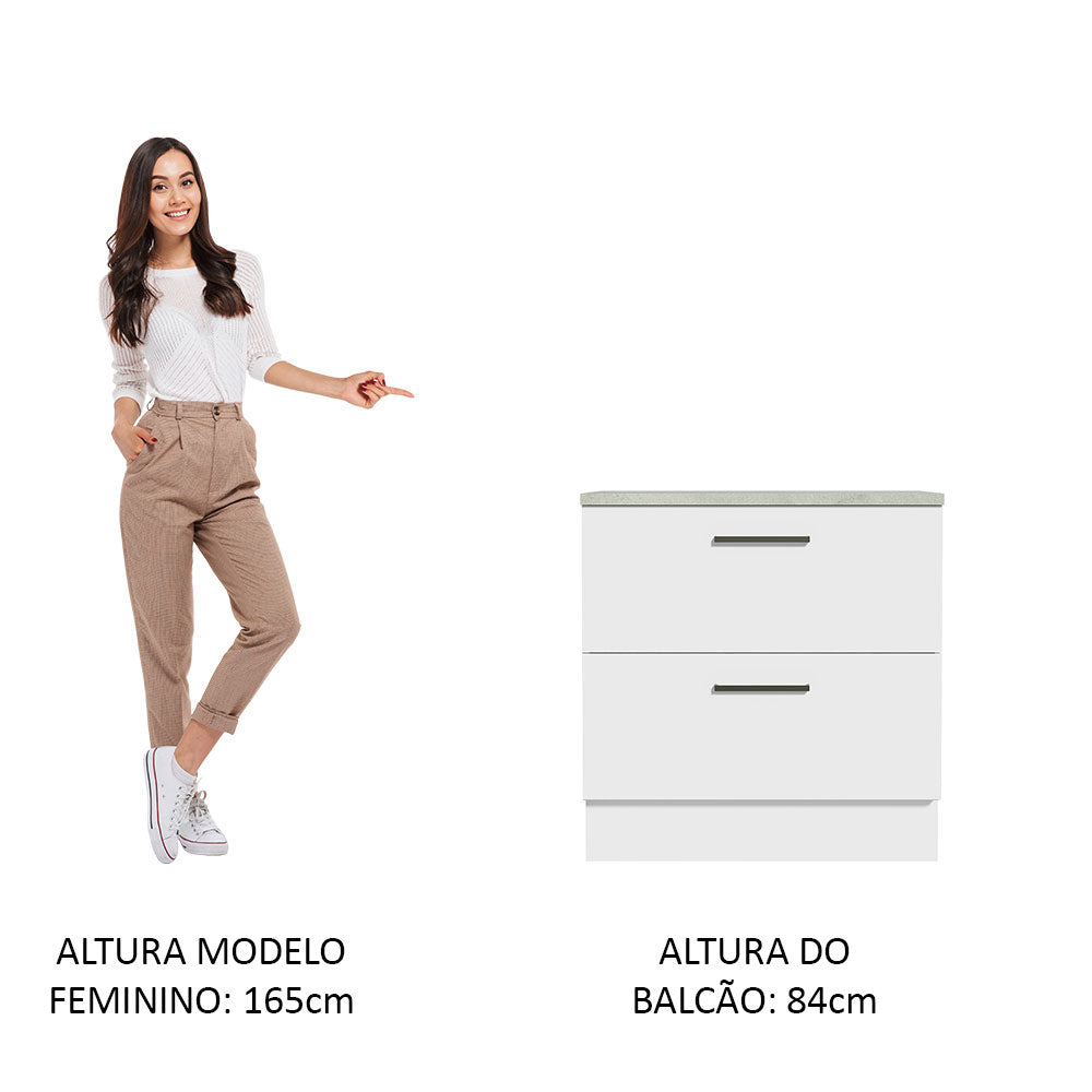 Gabinete Bajo 80cm 2 Cajones Blanco Agata
