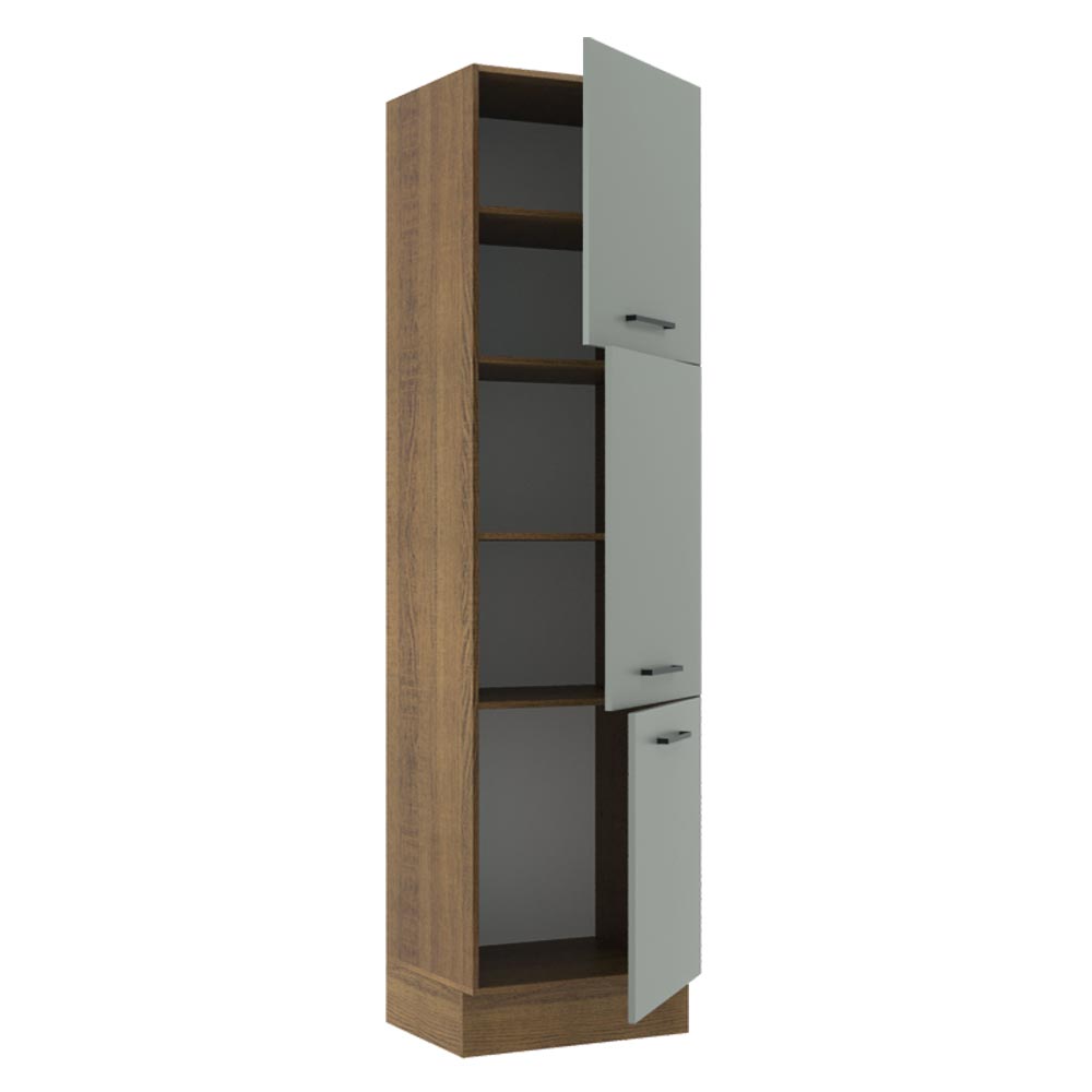 Mueble Despensa 60 cm 3 Puertas Agata Marrón/Gris