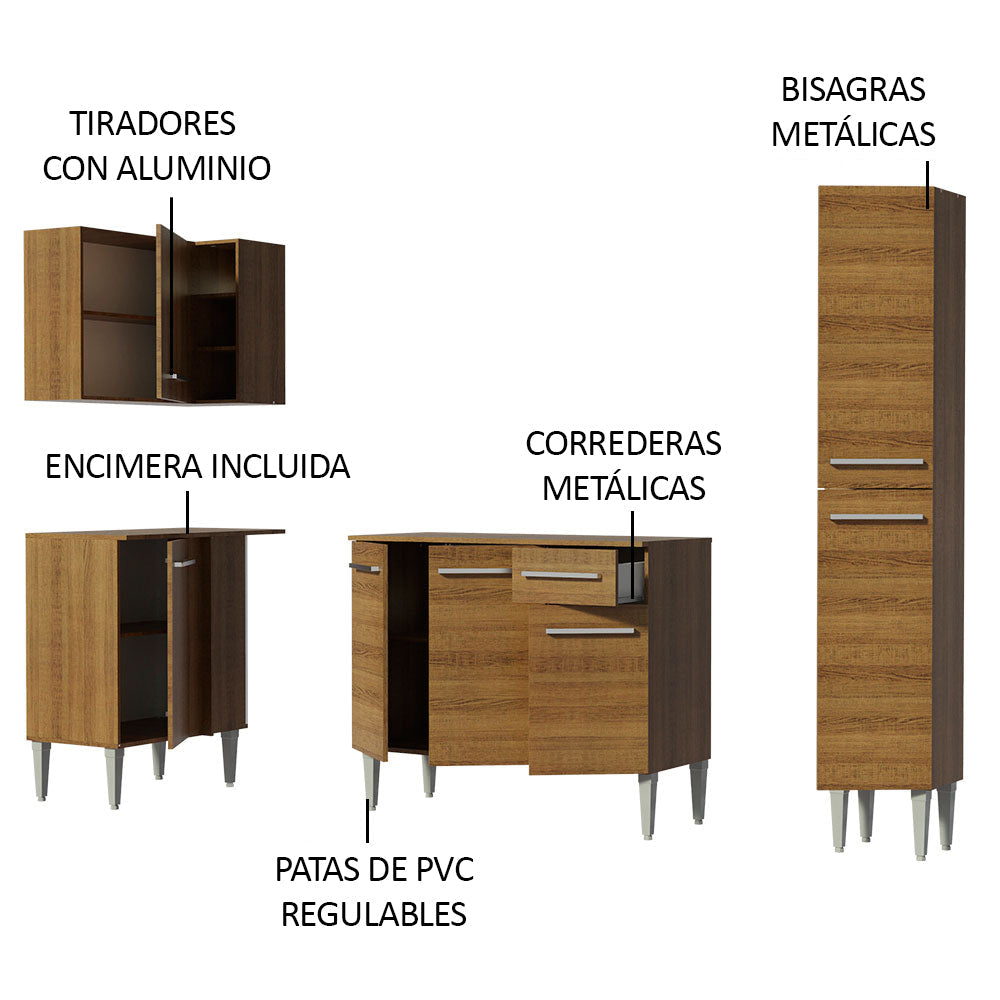 Cocina Integral Esquinera 261cm Marrón Emilly Song 01
