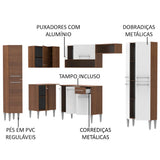 Cocina Integral Esquinera 385cm Marrón/Branco Emilly Love 01
