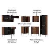 Cocina Integral Esquinera 417cm Marrón/Negro Emilly Ice 01