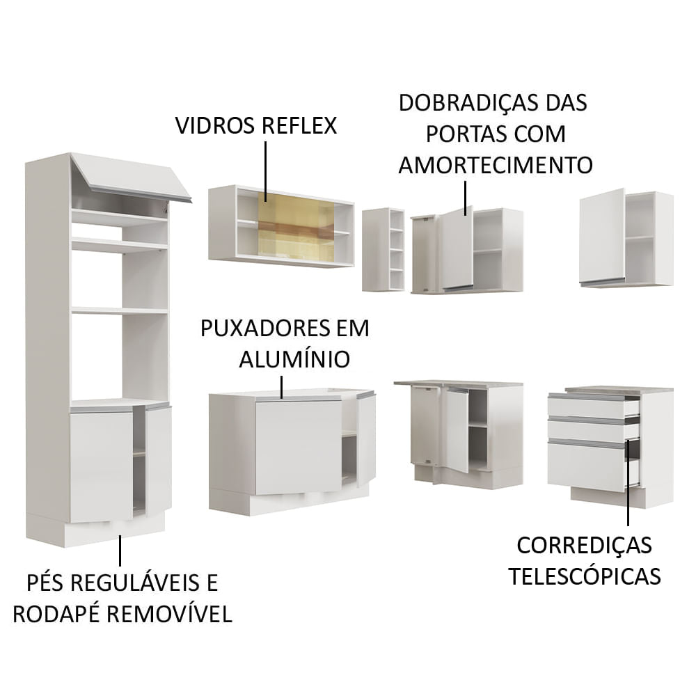 Cocina Integral Esquinera 399cm Blanco Glamy 02