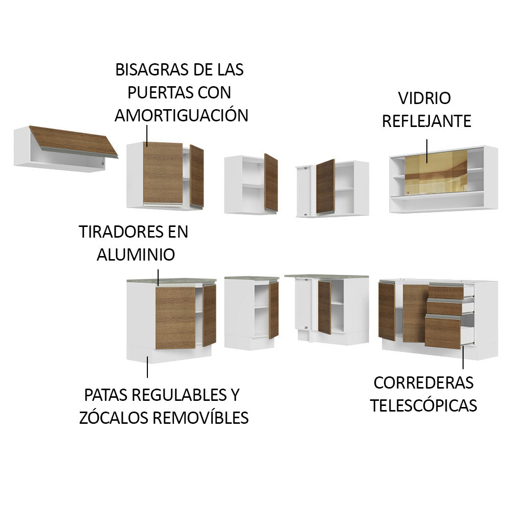 Mueble de Cocina Integral de Esquina Glamy 469 cm 01