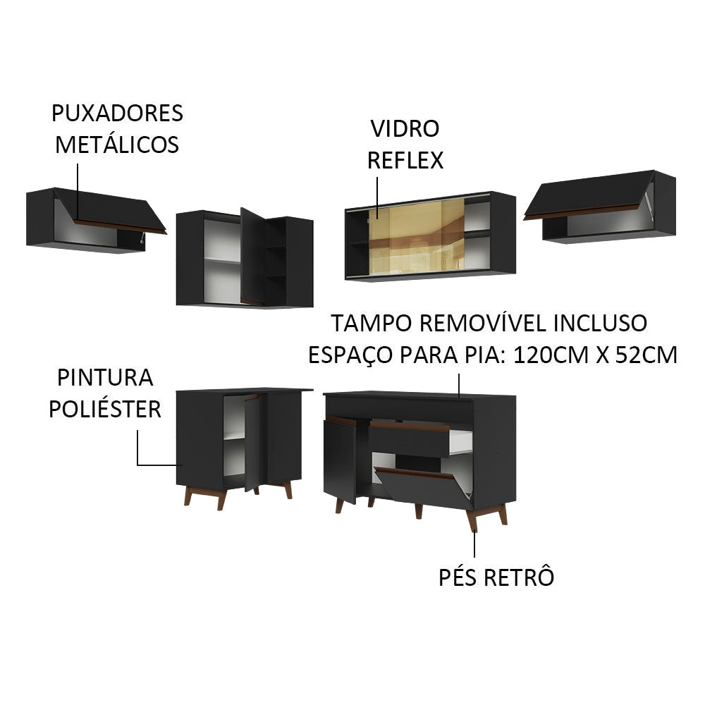 Cocina Integral Esquinera 402cm Negro Reims 04