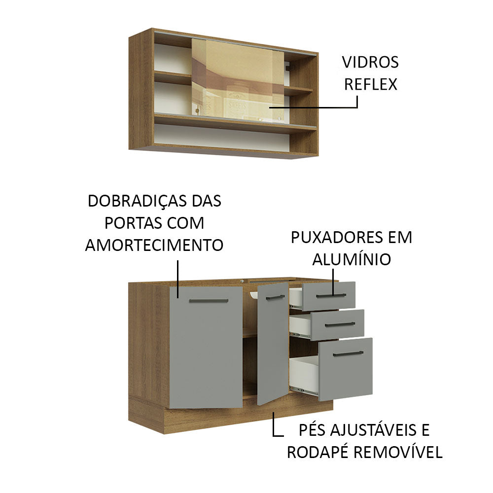 Cocina Compacta 120cm Marrón/Gris Agata 02