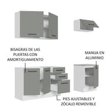 Cocina Compacta 180cm Blanco/Gris Agata 03