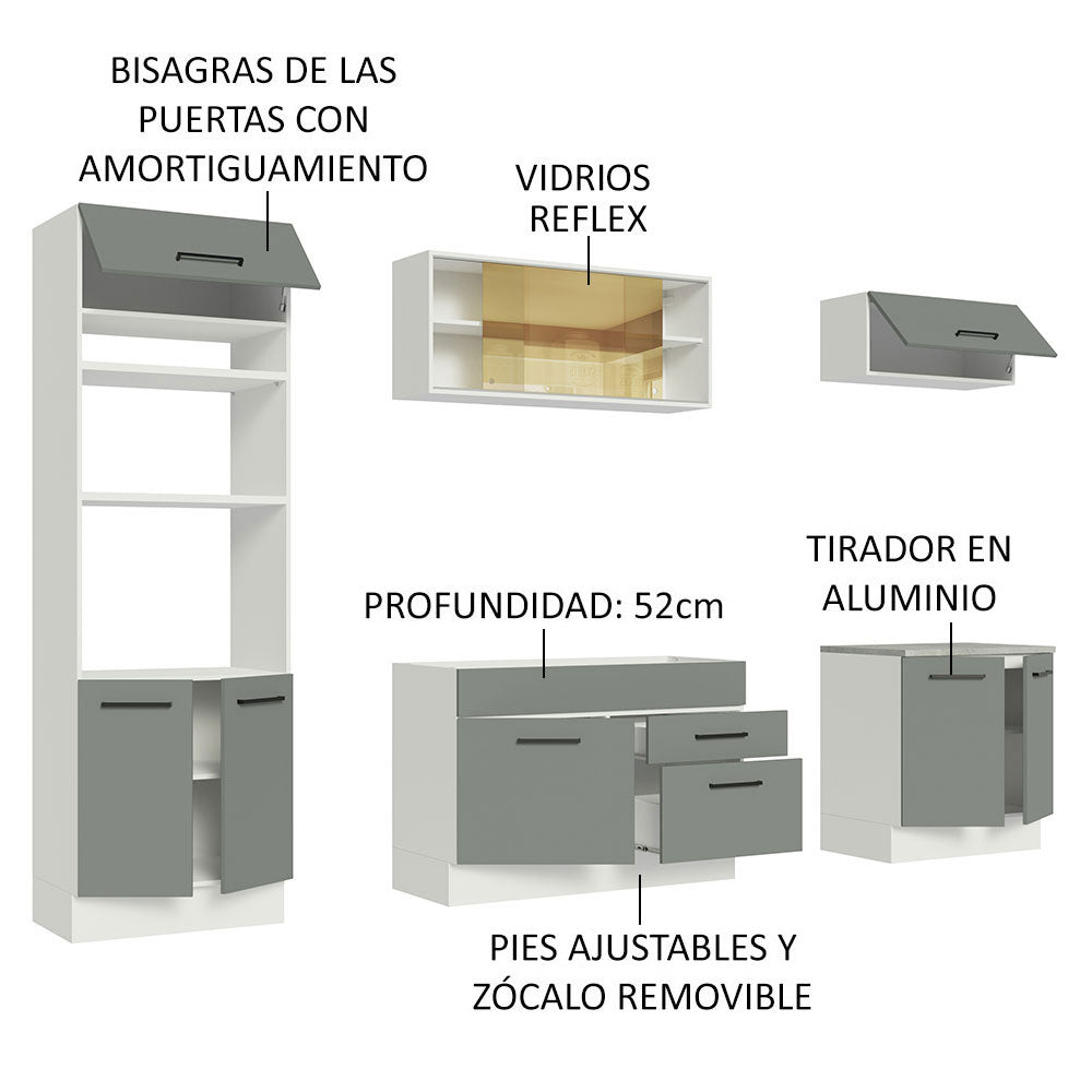 Cocina Integral 270cm Blanco/Gris Agata 03