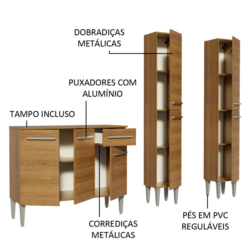 Cocina Compacta con Gabinete y Despensa Marrón Emilly Front