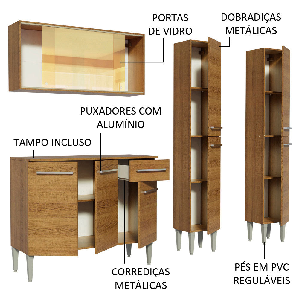 Cocina Compacta 169cm Marrón Emilly Voice 05