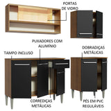 Cocina Compacta 169cm Marrón/Negro Emilly Dance 07