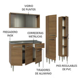 Cocina Compacta 169cm con Lavadero Marrón Emilly 11