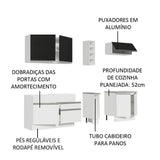 Cocina Integral 220cm Blanco/Negro Parma 03