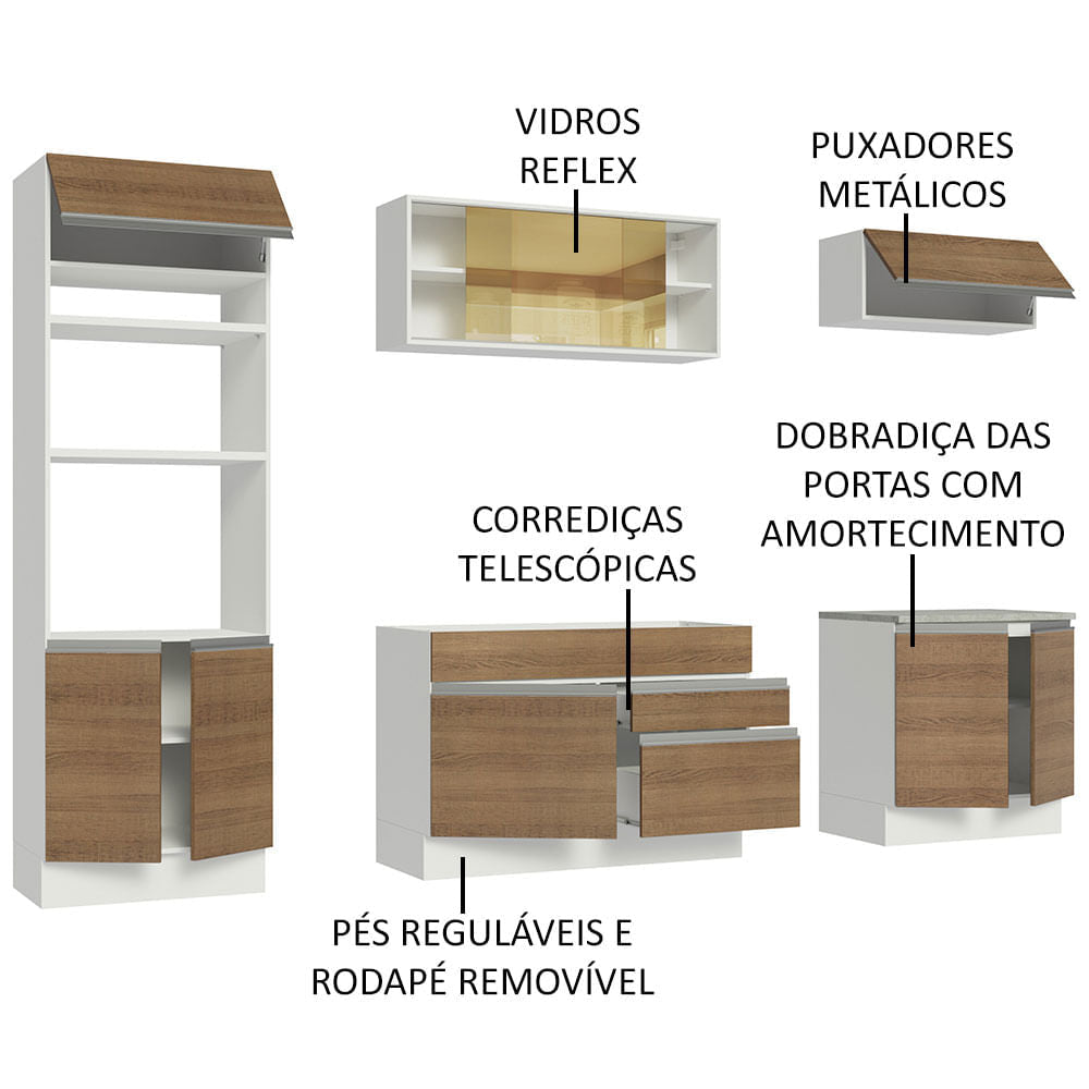 Cocina Integral 270cm Blanco/Marrón Glamy 10