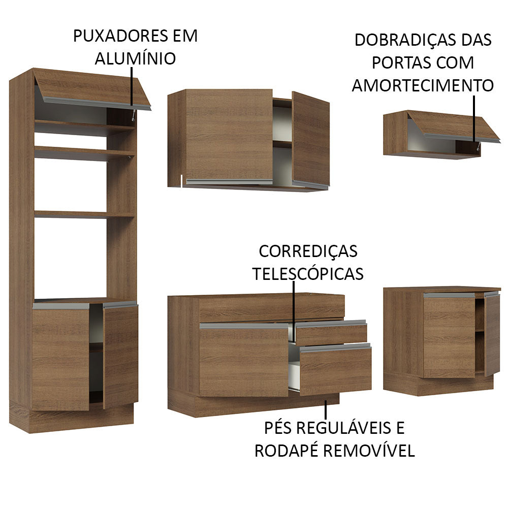 Cocina Integral 270cm Marrón Glamy Madesa 13