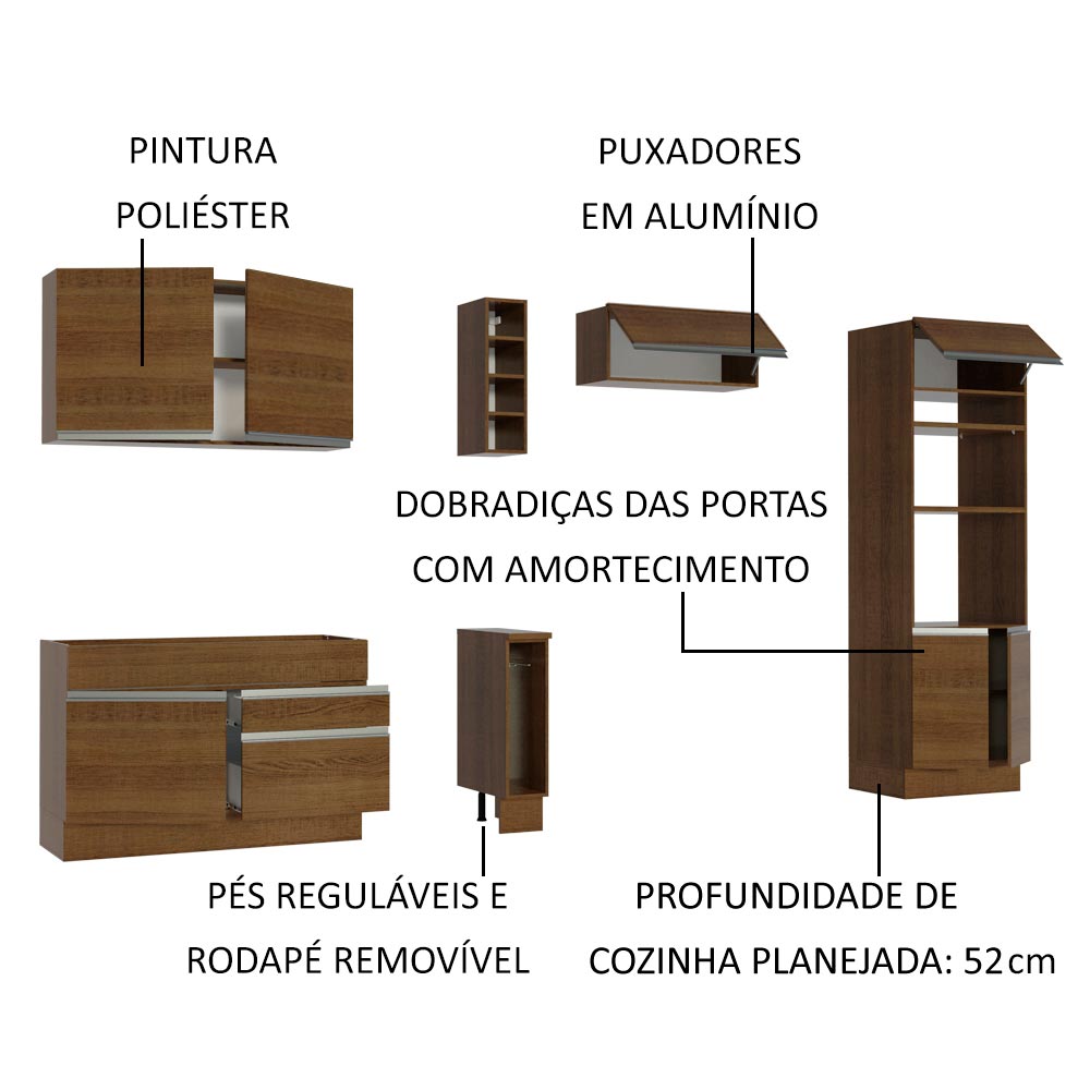 Cocina Integral 290cm Marrón Cristal 09