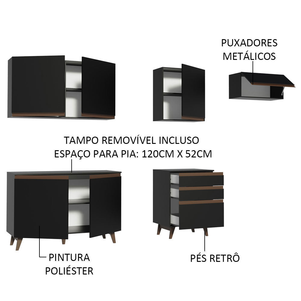 Cocina Integral 250cm Reims Negro 02