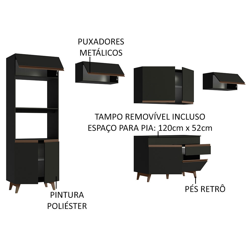 Cocina Integral 330cm Negro Reims 01