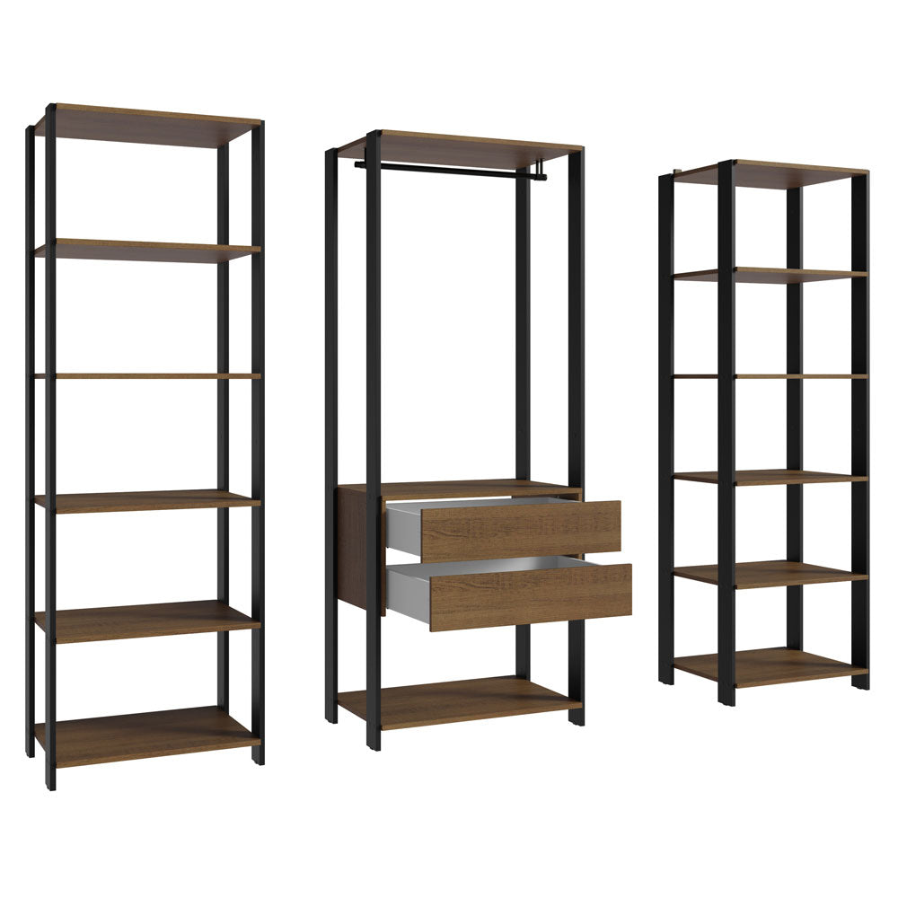 Clóset Modulado Valencia 2 Cajones 188cm Marrón/Negro 01