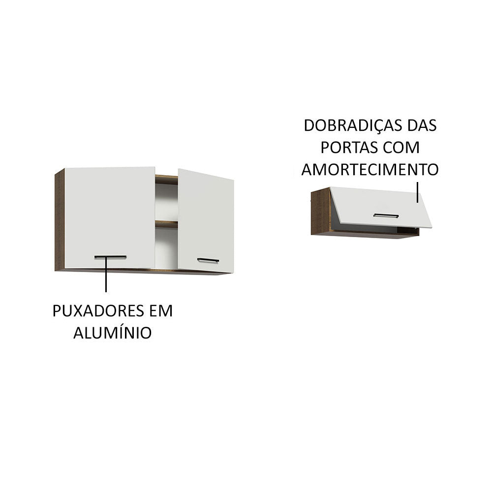 Kit con 2 Gabinetes superiores 3 Puertas Marrón/Blanco Agata