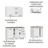 Kit con 2 Gabinetes Bajos y 2 Gabinetes superiores 200cm Blanco/Marrón Agata