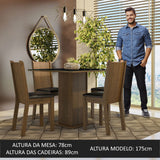 Juego de Comedor Mesa Encimera de Vidrio 4 Sillas Marrón/Negro Perla