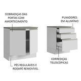 Gabinete para Baño 140cm 2 Puertas 3 Cajones Blanco