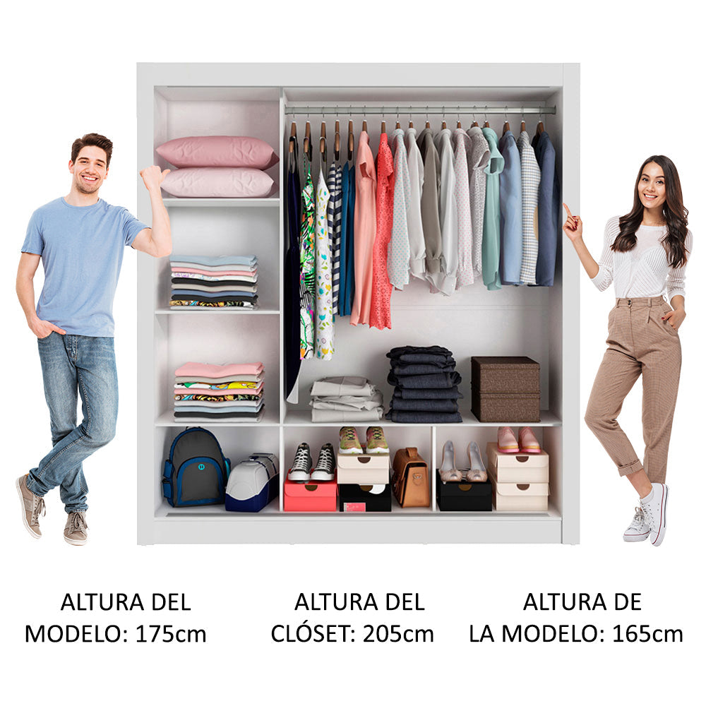 Clóset Matrimonial Monaco 3 Puertas Corredizas - Blanco