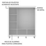 Clóset Matrimonial 3 Puertas Corredizas con Espejos con Patas Blanco Monaco