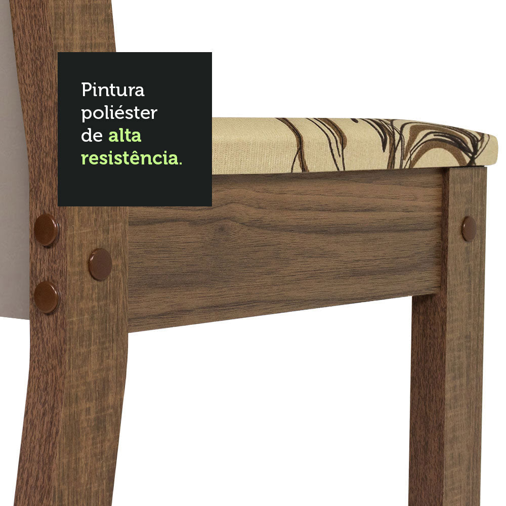 Kit 6 Sillas de Comedor 4291 Marrón/Crema/Lírio Beige