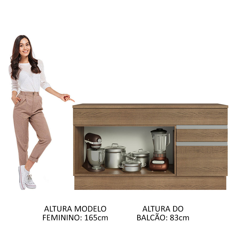 Gabinete Bajo para Lavadero 150 cm 2 Cajones 2 Puertas (Con Encimera) Glamy Marrón