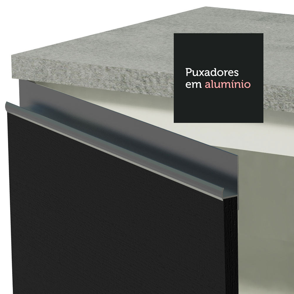 Gabinete Bajo 60 cm 3 Cajones Glamy Blanco/Negro